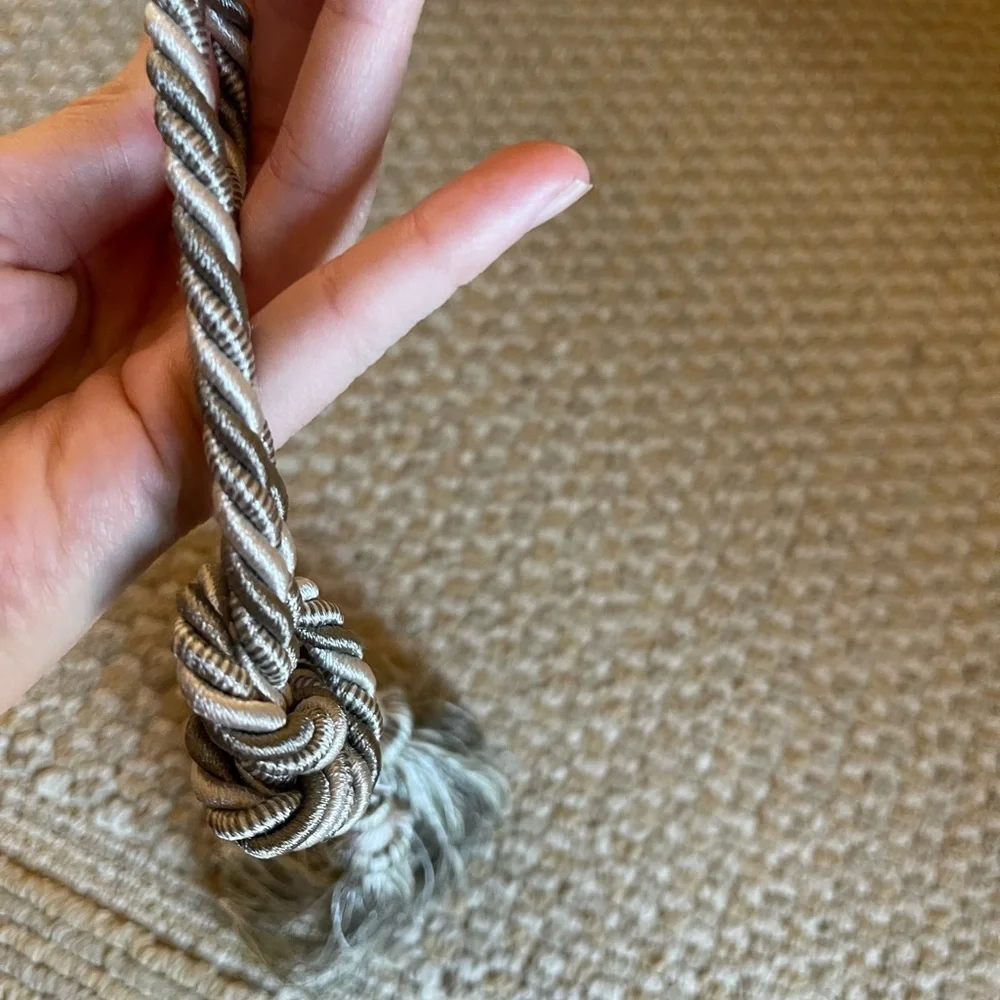 Window Curtain Drapery Rope Tieback Silver Design Large Tassel